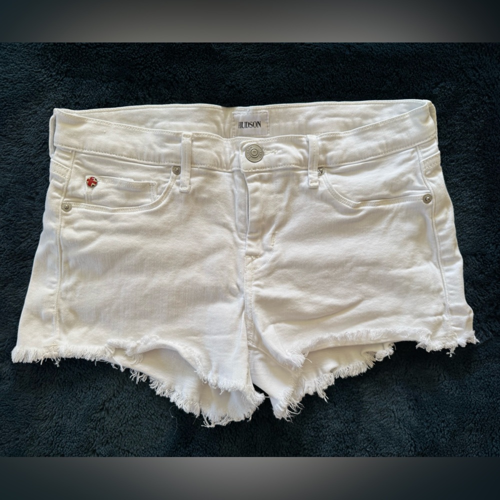 Hudson white denim shorts. Stretchy. Size 27.